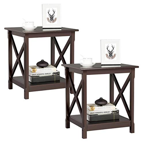 Table with Storage Shelf, Side Stand for Living Room