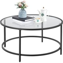 Modern Glass-Top Accent Side Coffee Table w/Protective Foot Pads