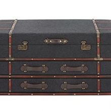 Blue Fabric Chest Coffee Table with Storage Drawers