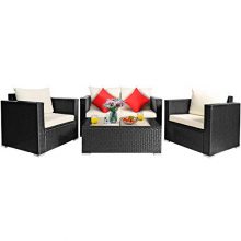 Coffee Table Patio Rattan Conversation Furniture Set