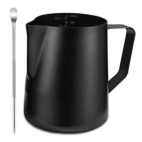 Black Espresso Steaming Pitcher Coffee Milk Frothing
