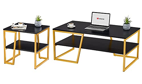 Industrial Black Coffee Table Side Set