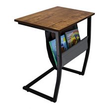 Rustic Accent Walnut Coffee Table with Side Pocket