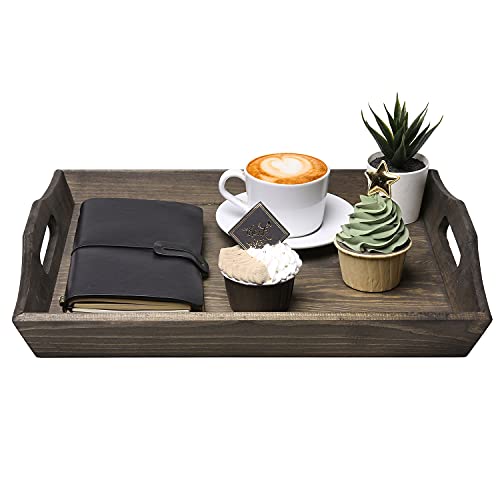 Rustic Coffee Colored Brown 6-inch Wooden Breakfast Serving Tray
