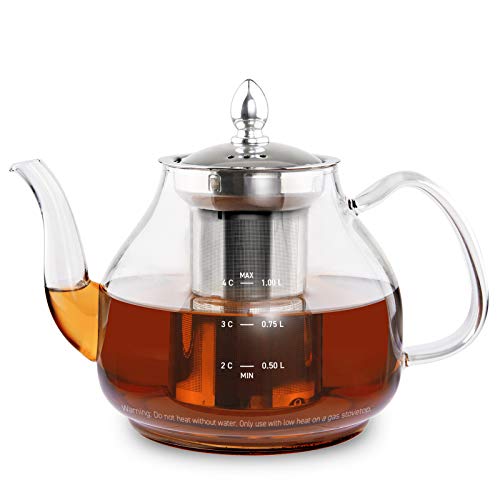 Glass Teapot Stovetop Safe Gooseneck Kettle