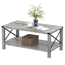Farmhouse Accent Cocktail Table Storage Shelf