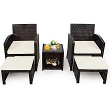 5 Pieces Patio Rattan Furniture Set