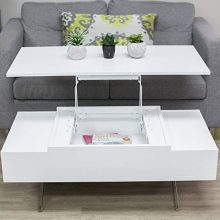 High Gloss Lacquer Wood Coffee Table with Hidden Storage
