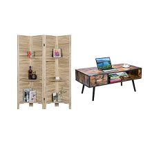 VIVOHOME 5.6 Ft Tall 4 Panel Decorative Folding Wood