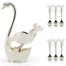 Swan Base Holder with 6pcs Ice Cream Spoon