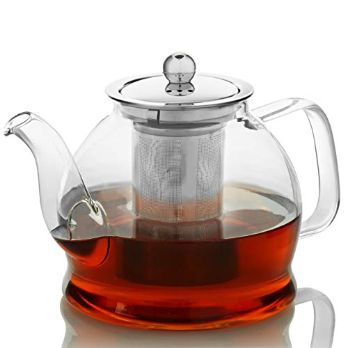 Teapot with Infuser for Loose Tea Clear Glass