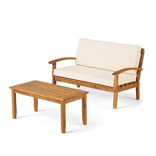 Acacia Wood Loveseat and Coffee Table Set