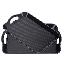 2 Pack Multi-Purpose Rectangular Non Slip Restaurant Serving Trays