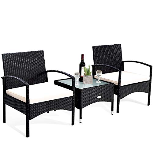 Rattan Chair with Coffee Table for Patio Garden