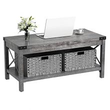 Coffee Table with Two Foldable Storage Baskets