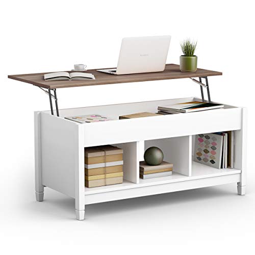 Lift Top White Coffee Table w/Hidden Compartment
