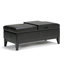 Wide Transitional Rectangle Lift Top Storage Ottoman Bench