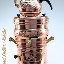 Tubibu Handmade Copper Samovar Tea Pot Set with 180° Rotatable Faucet, Tin-Coated Interior, and Removable Water Tank – Charcoal Gray ☕✨ 