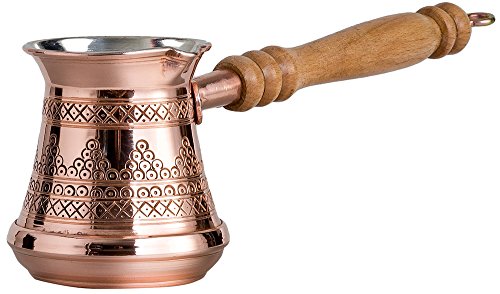 Solid Copper Turkish Greek Coffee Maker with Wooden Handle