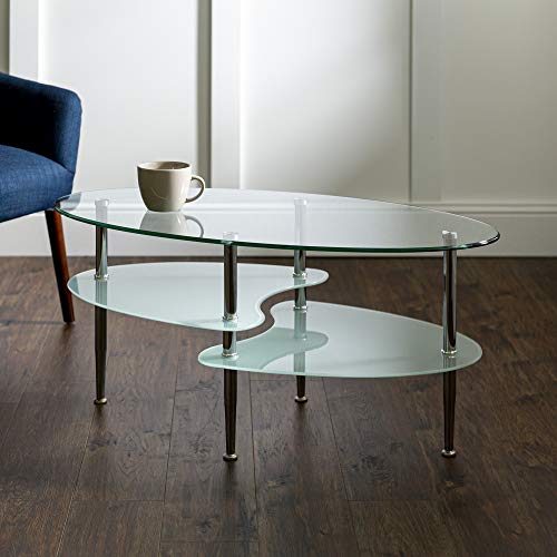 Walker Edison Modern Oval Coffee Accent Table Living Room