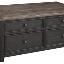 Brown & Black Rustic Coffee Table with Drawers
