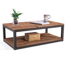 Vintage Industrial Coffee Table with Storage Shelf