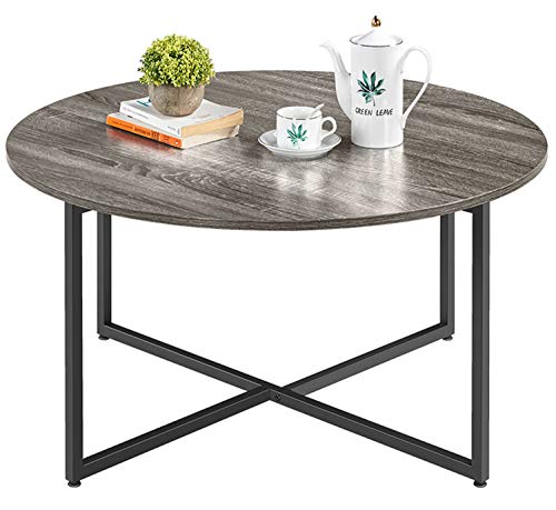 Rustic Round Metal Frame Coffee Table