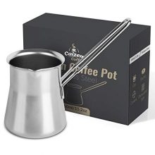 15-Ounce Stainless Steel Turkish Coffee Pot with Cool-Touch Handle - Ideal for Espresso, Milk Frothing, and Sauces