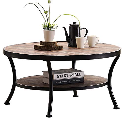 Rustic Round Coffee Industrial Cocktail Table
