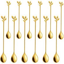 Gold Leaf Coffee Spoon for Stirring, Mixing