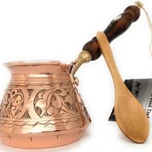 Stovetop Coffee Maker Solid Engraved Copper Turkish Greek Arabic Coffee Pot