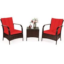 3 Piece Patio Furniture Set - Enjoy Your Outdoor Oasis in Vibrant Red