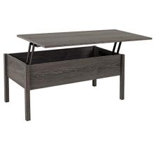 Light Grey Woodgrain Coffee Table Desk with Hidden Storage
