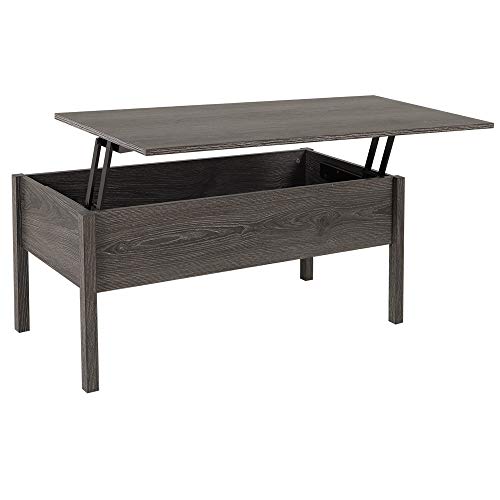 Light Grey Woodgrain Coffee Table Desk with Hidden Storage