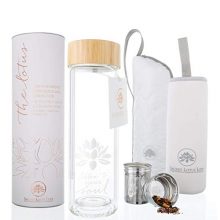Lotus Glass Tea Tumbler with Strainer & Infuser Basket