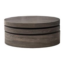 Black Oval Mod Rotating Wood Coffee Table