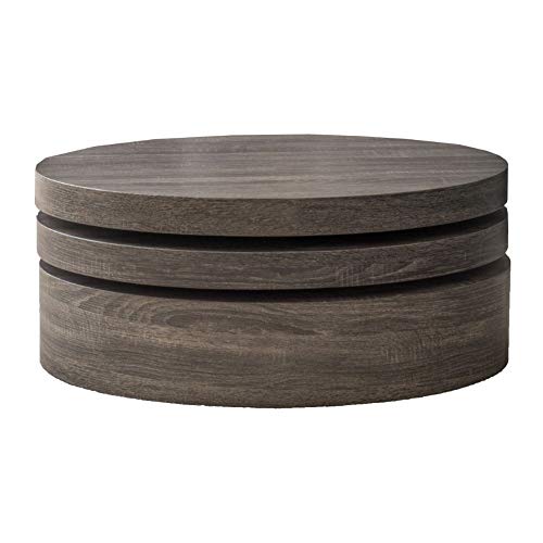 Black Oval Mod Rotating Wood Coffee Table