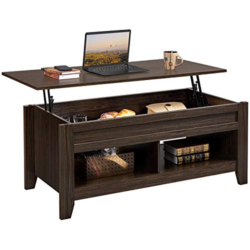 Espresso Lift Top Coffee Table with Hidden Storage