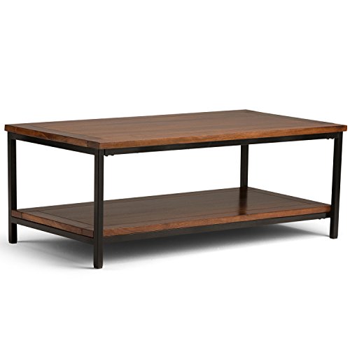 SOLID MANGO WOOD and Metal 48 inch Wide Rectangle Modern Industrial Coffee Table