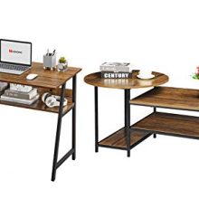 Coffee Table Rustic Walnut with Storage Shelf