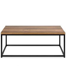 44in Modern Industrial Style Rectangular Wood Grain Top Coffee Table