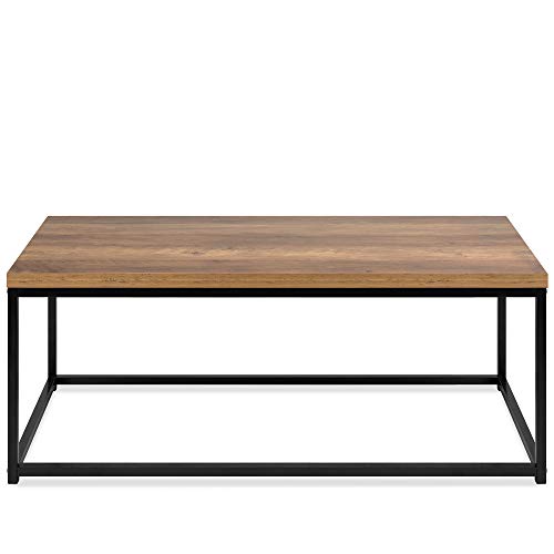 44in Modern Industrial Style Rectangular Wood Grain Top Coffee Table