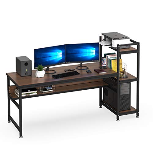 60" Large Computer Desk with 4 Tier Storage Shelves