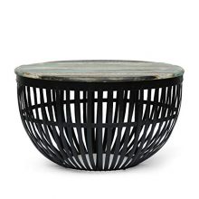 Black + Natural Distressed Coffee Table Christopher Knight