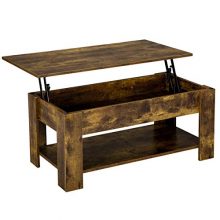 Coffee Table with Storage Shelf and Hidden Compartment