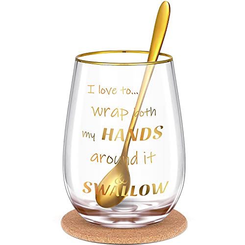 Coffee Spoon with Funny Stemless Wine Glass