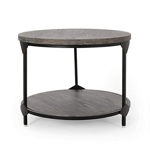 Gray Modern Industrial Round Coffee Table