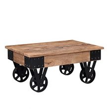 Rustic Country Metal Wheels Coffee Table