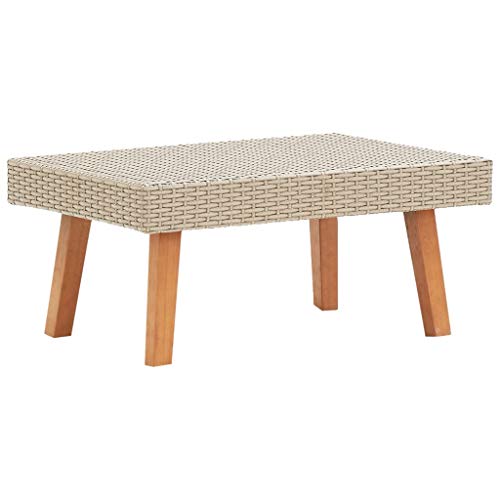 This coffee table with wooden legs is perfect for beautifying patios, gardens, pools or other outdoor areas