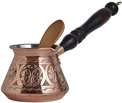 Wooden Pot Spoon Copper Turkish Greek Coffee Pot